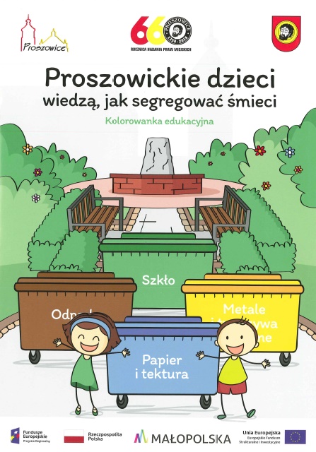 Proszowickie dzieci wiedzą, jak segregować śmieci - kolorowanka edukacyjna